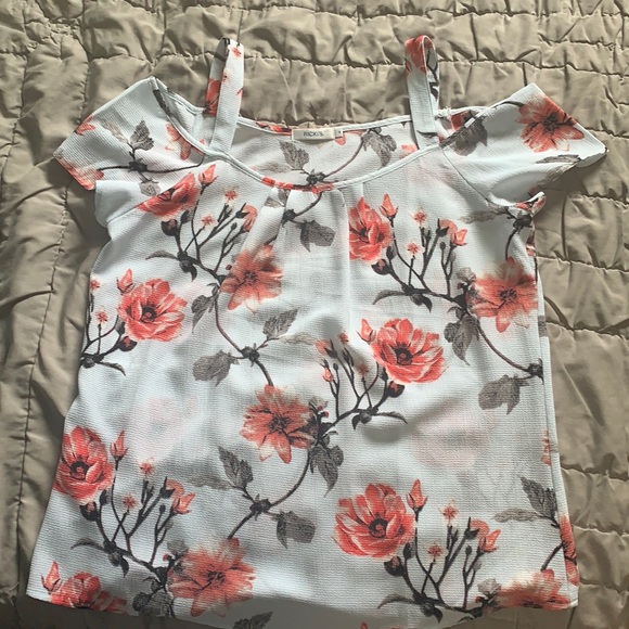 Pale blue floral off the shoulder top - Picture 1 of 3